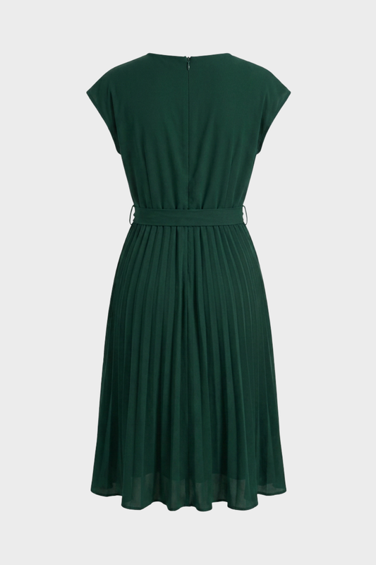 Elegant Pleated Belted Formal Midi Dress — product view 2