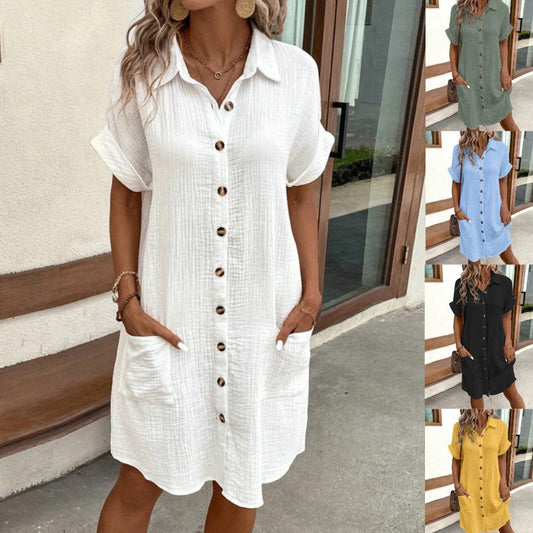 Mini Dress | Women's Cotton Linen Casual