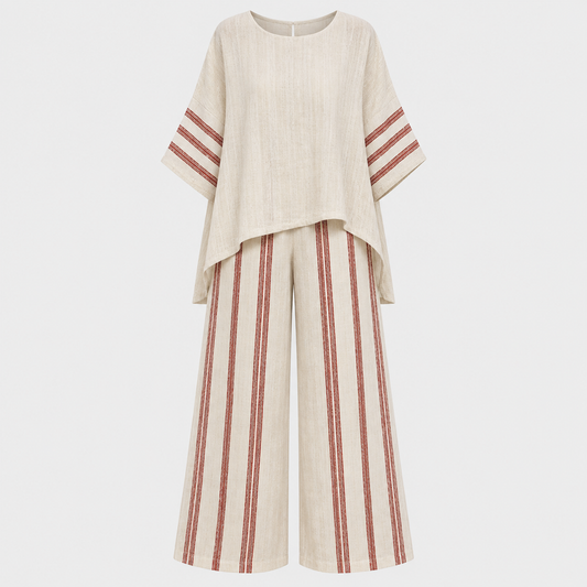 Two Piece Set | Women's Linen Striped Lily Evans