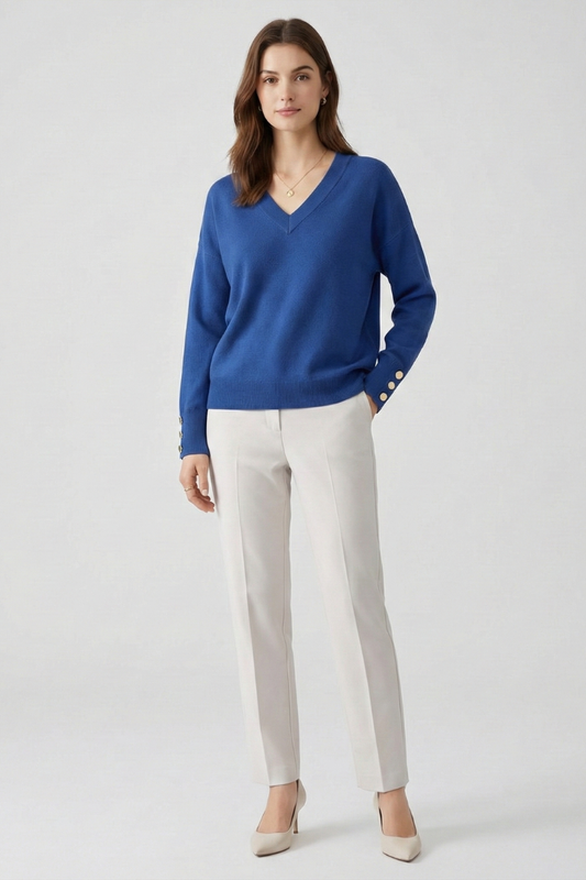 Cleo | V-Neck Button-Cuff Sweater