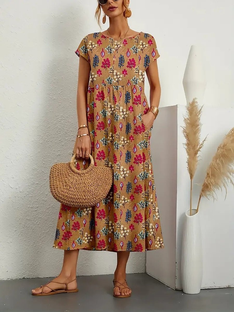 Aria | Women's Tie-Dye Floral Pocket Midi Dress – product image 4