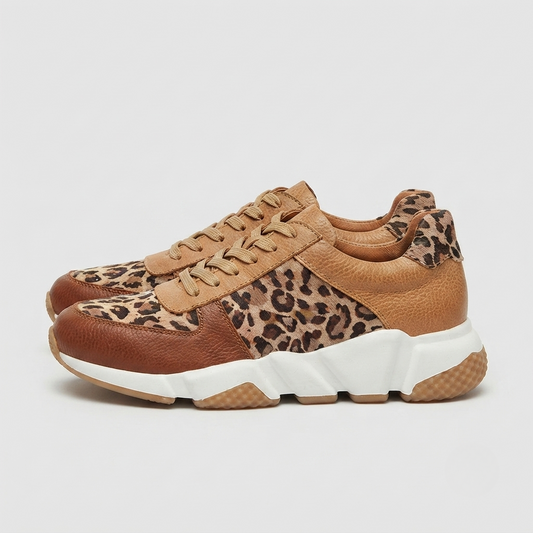 Women's Sneakers | Leather Lace Leopard Print