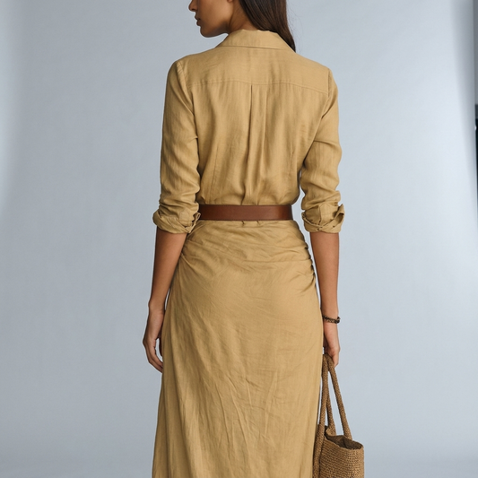 Refined Women's Button-Front Long-Sleeve Maxi Shirt Dress — product view 2