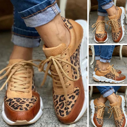 Women's Sneakers | Leather Lace Leopard Print