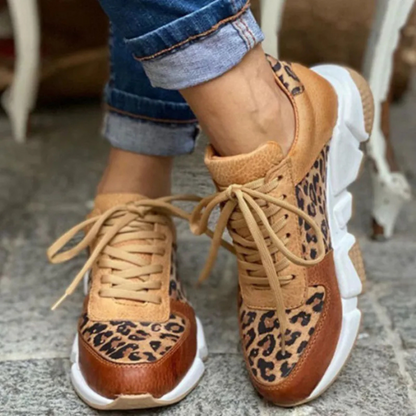Women's Sneakers | Leather Lace Leopard Print