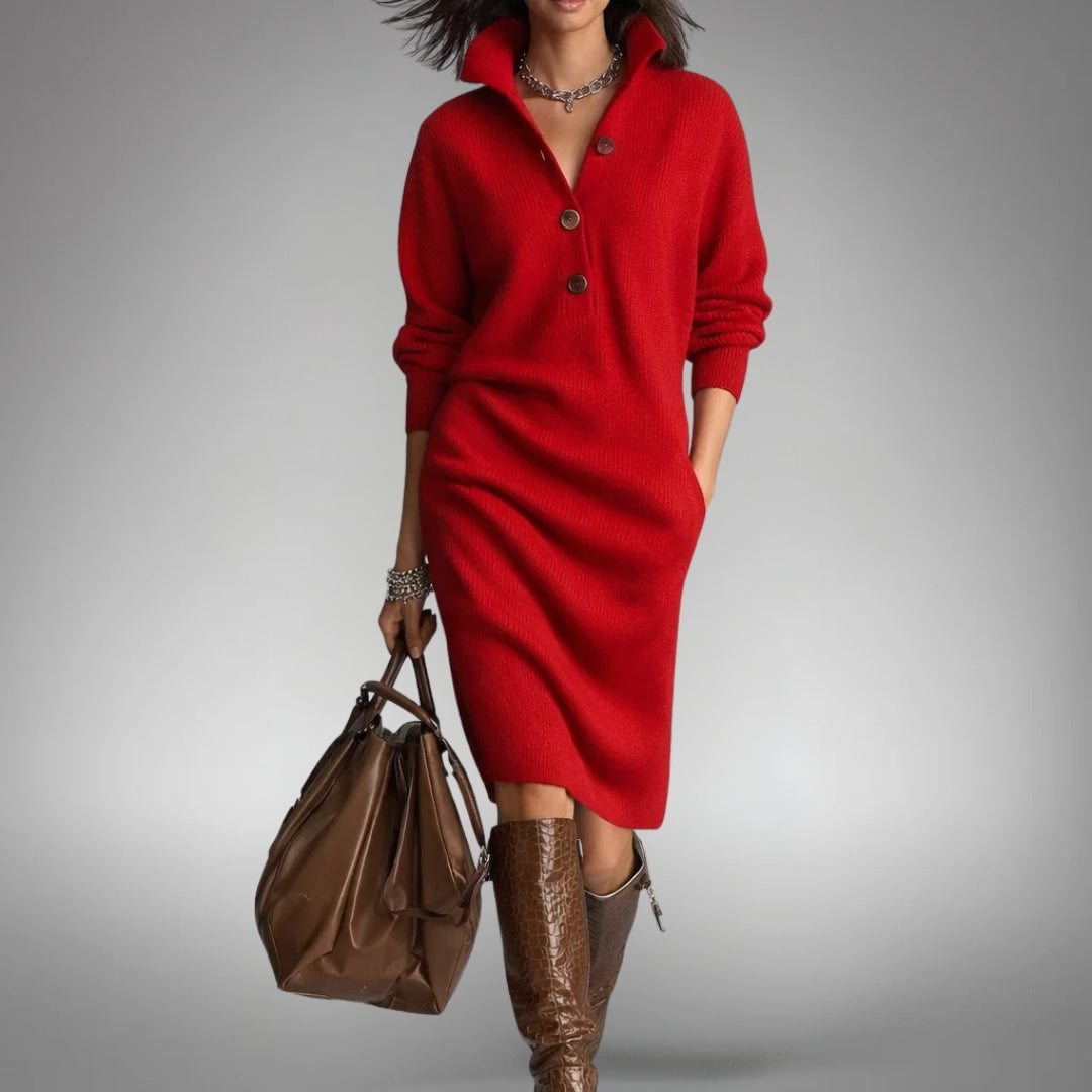 Mira | Knit Polo Midi Dress