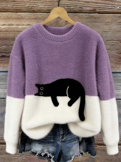 Ines | Cat Motif Knit Sweater