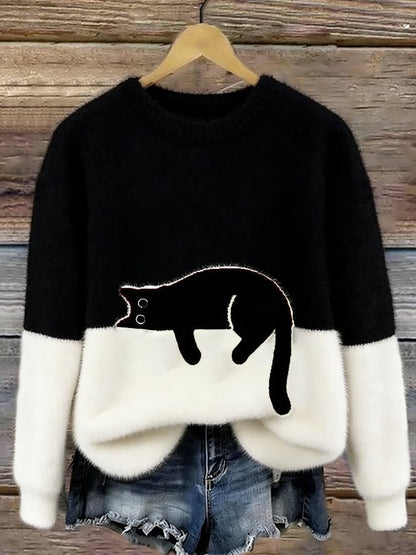 Ines | Cat Motif Knit Sweater