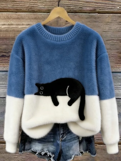 Ines | Cat Motif Knit Sweater