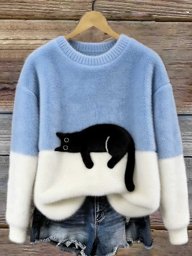Ines | Cat Motif Knit Sweater