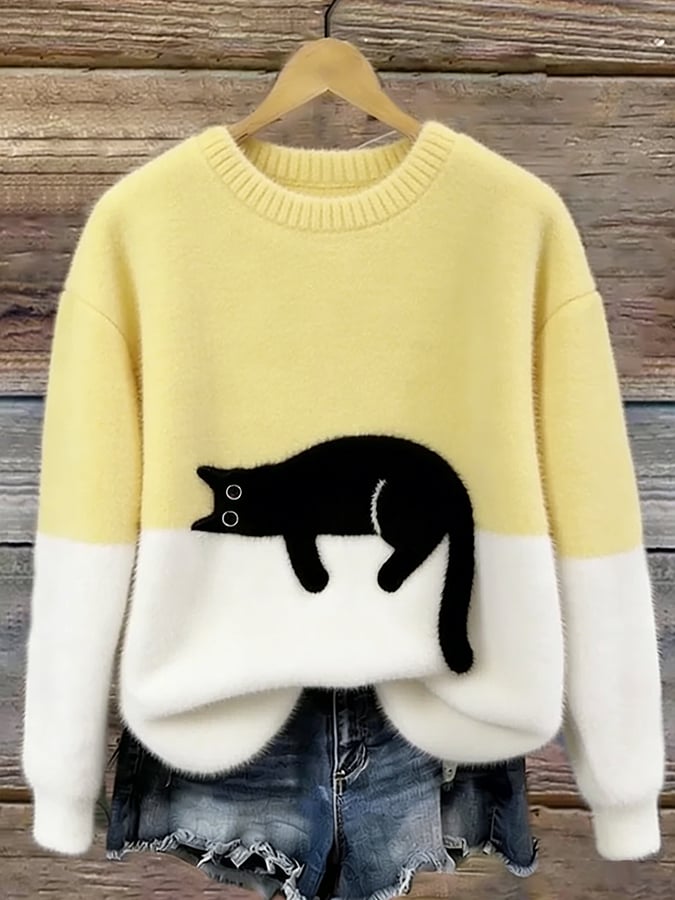 Ines | Cat Motif Knit Sweater