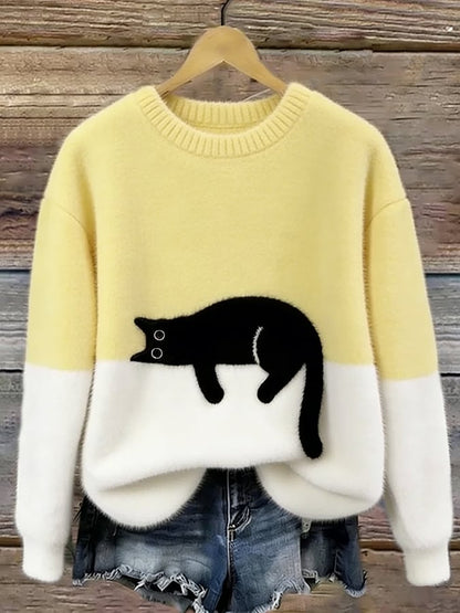 Ines | Cat Motif Knit Sweater
