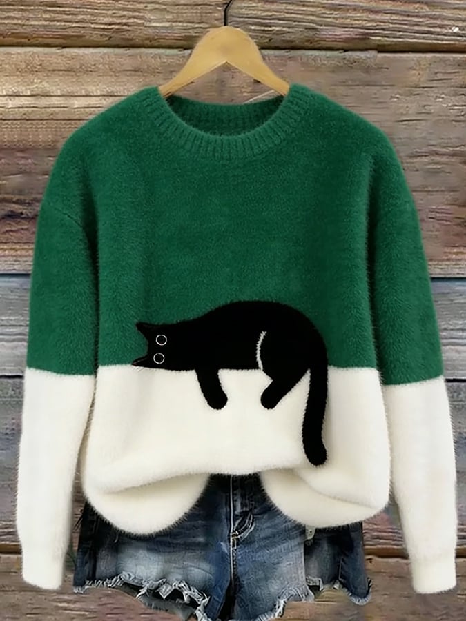 Ines | Cat Motif Knit Sweater
