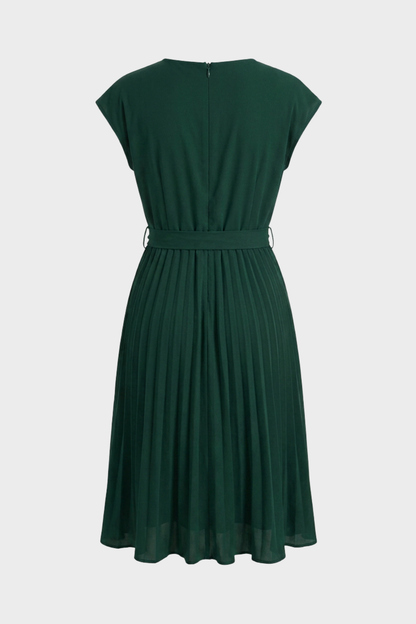 Elegant Pleated Belted Formal Midi Dress — product view 2