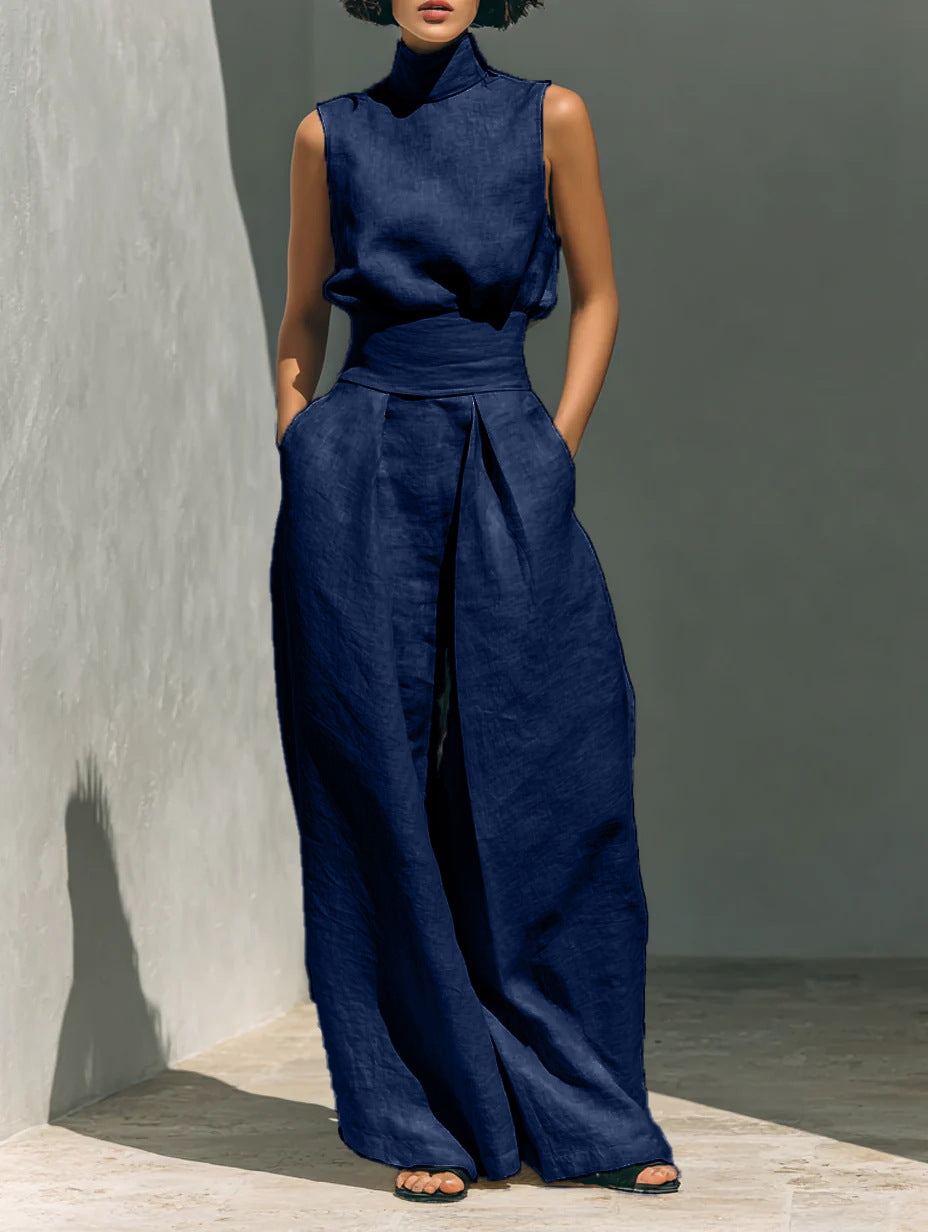 Two Piece Set | Women's Polyester Sleeveless Wide-Leg