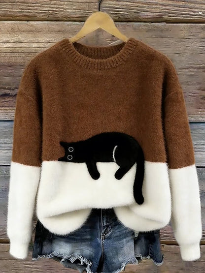 Ines | Cat Motif Knit Sweater