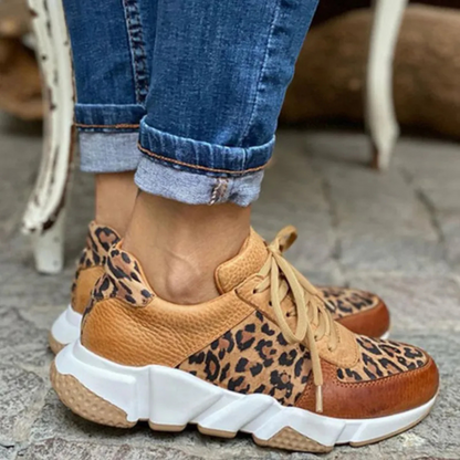 Women's Sneakers | Leather Lace Leopard Print