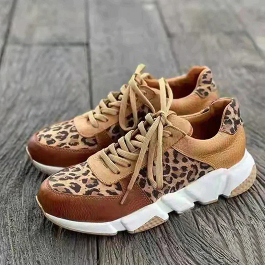 Women's Sneakers | Leather Lace Leopard Print
