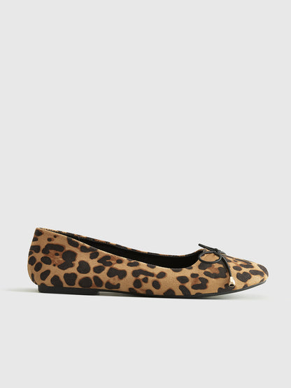 Ballet Flats | Women's Leopard Print Bow-Detail