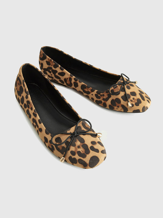 Ballet Flats | Women's Leopard Print Bow-Detail