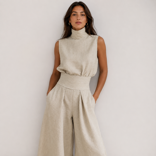 Two Piece Set | Women's Polyester Sleeveless Wide-Leg