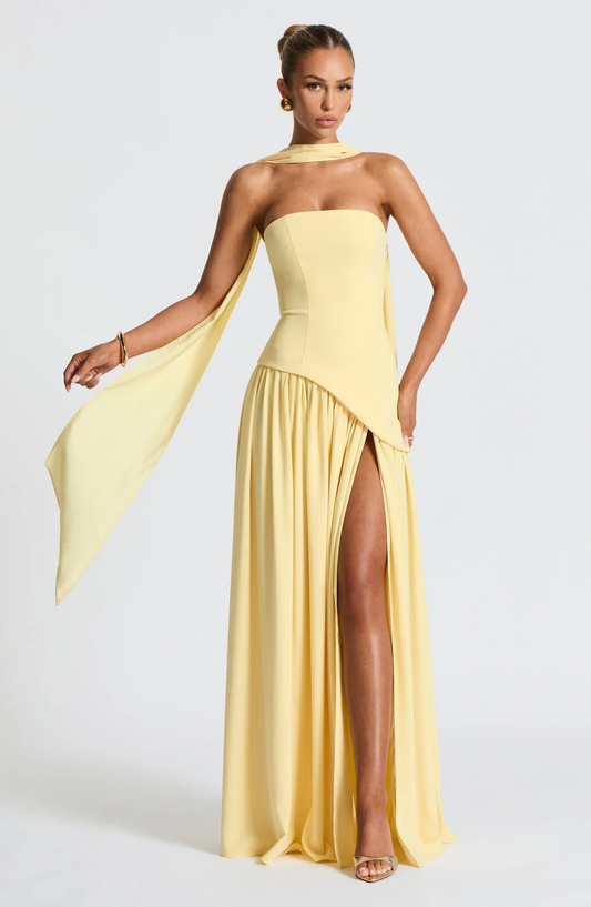 Crimson | Strapless Maxi Gown with Scarf