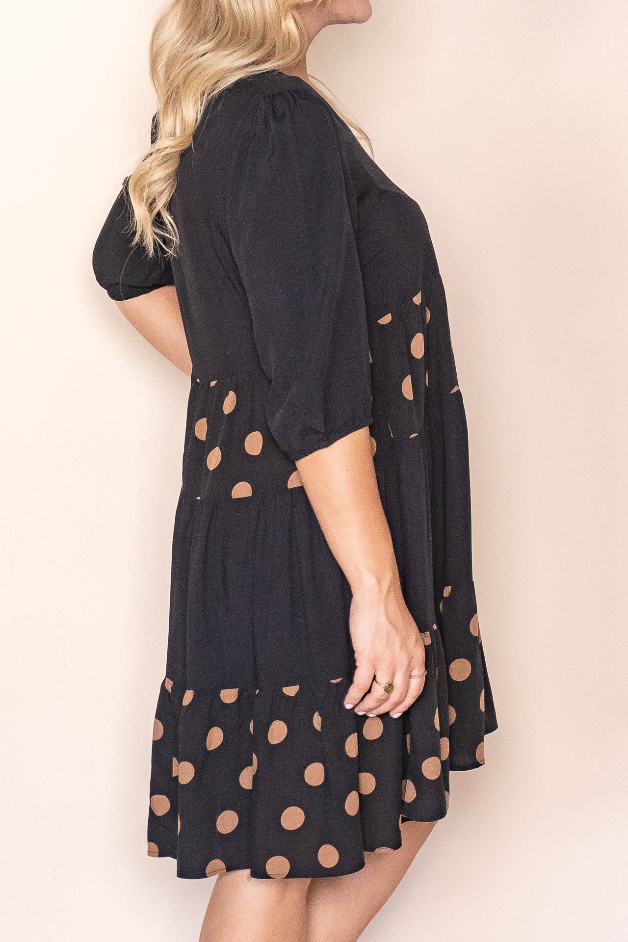 Playful Women's V-Neck Polka-Dot 3/4-Sleeve Dress — product view 13