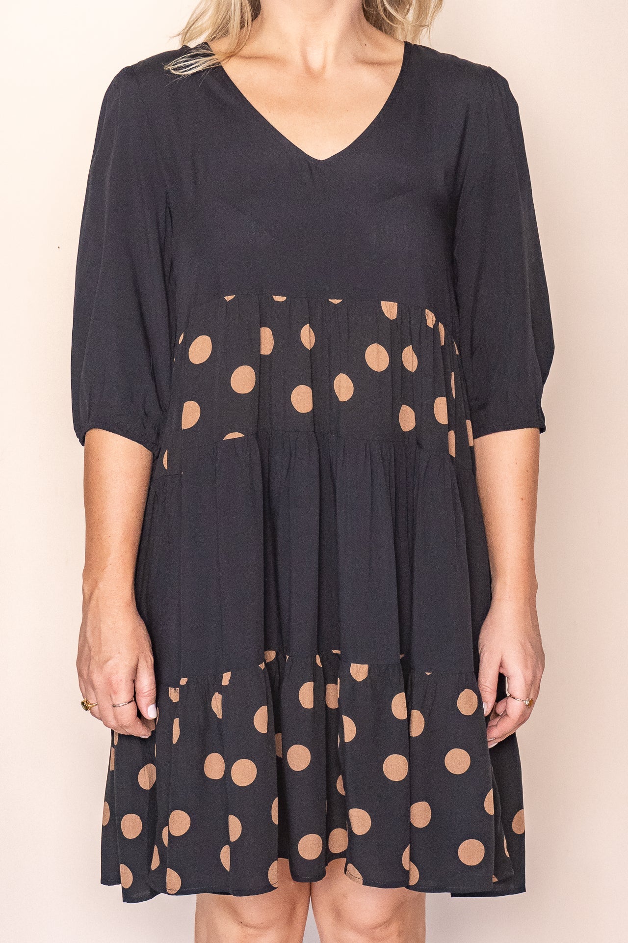 Playful Women's V-Neck Polka-Dot 3/4-Sleeve Dress — product view 12