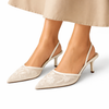 Elegant Women's Embroidered Pointed-Toe Wedding Mule Heels — product view 1