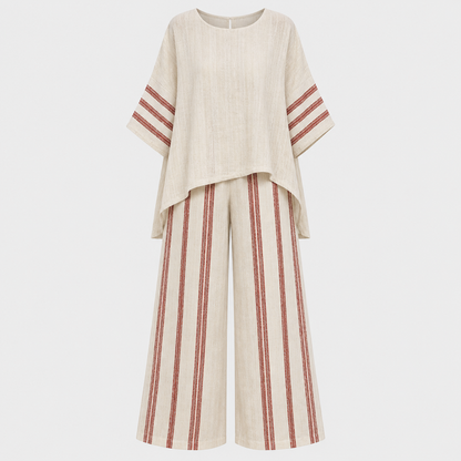 Two Piece Set | Women's Linen Striped Lily Evans