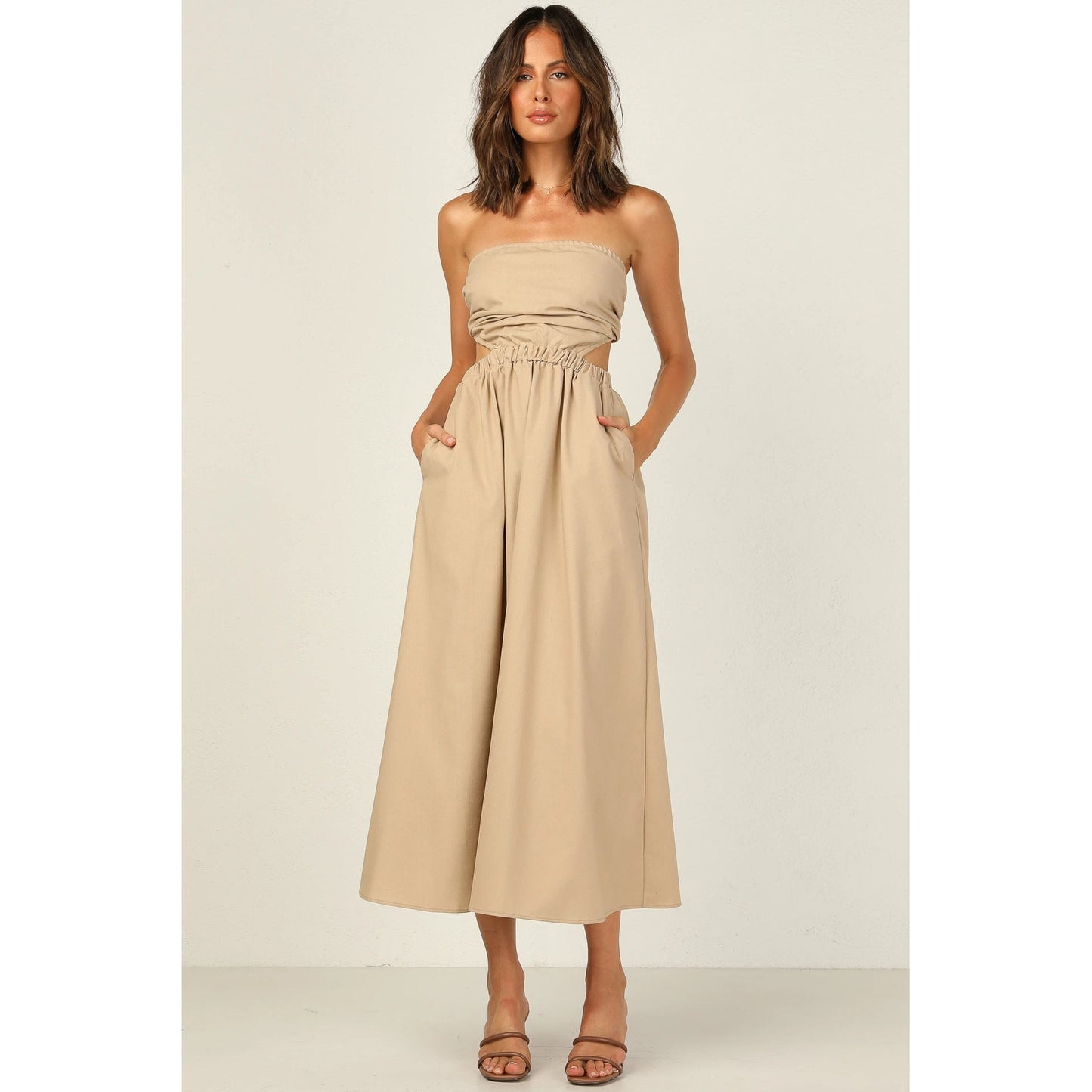 Strapless Maxi Dress | Women's Cut-Out Pocket