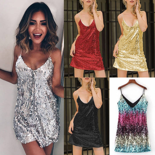 Mini Dress | Women's Embellished Fine-Strap