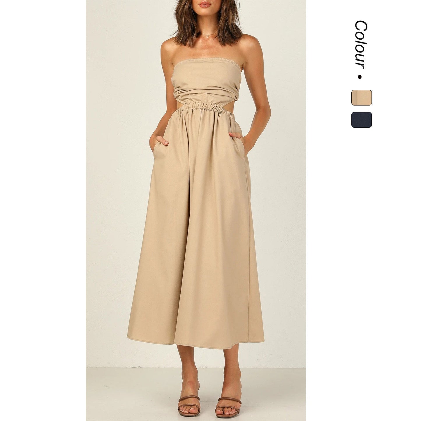 Strapless Maxi Dress | Women's Cut-Out Pocket