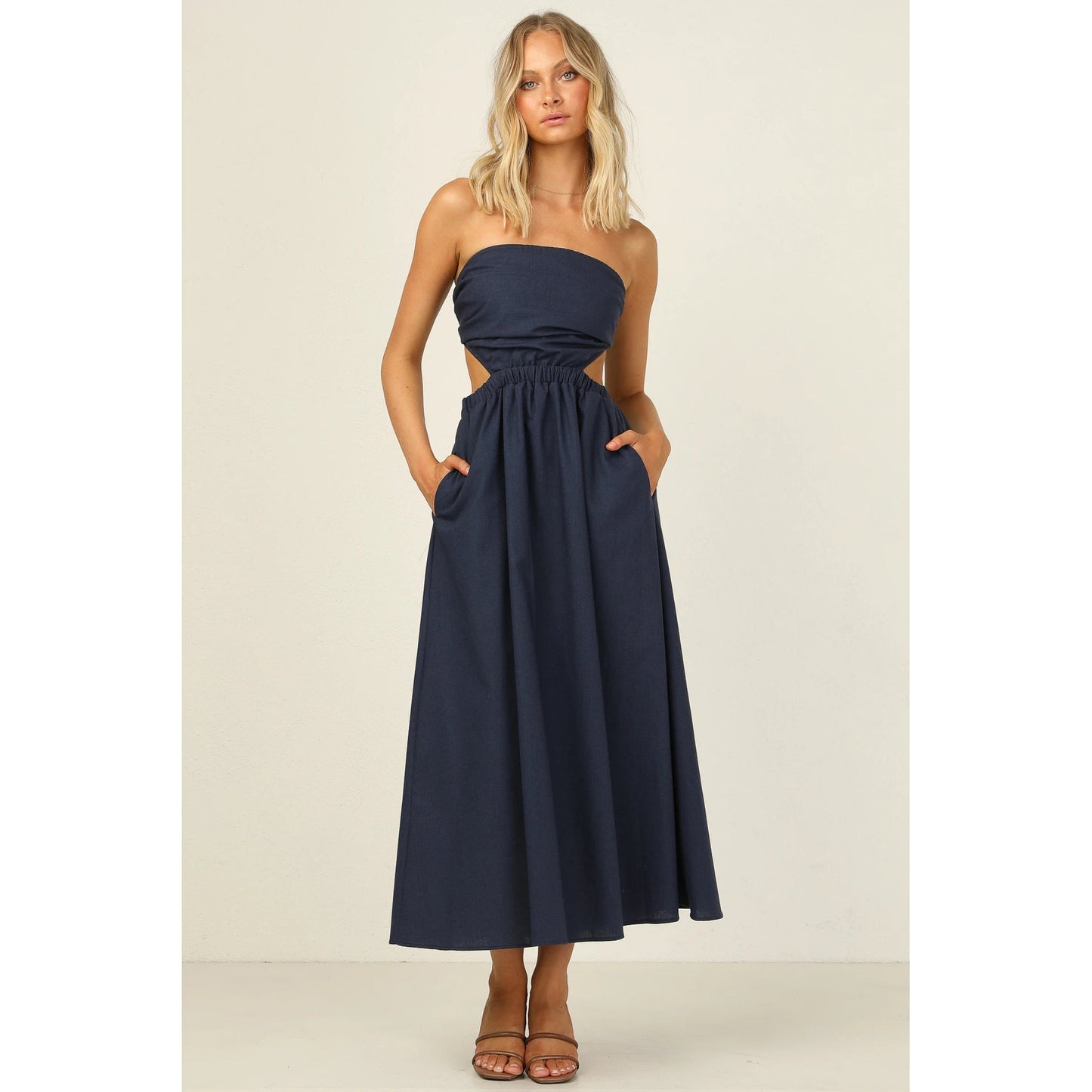 Strapless Maxi Dress | Women's Cut-Out Pocket