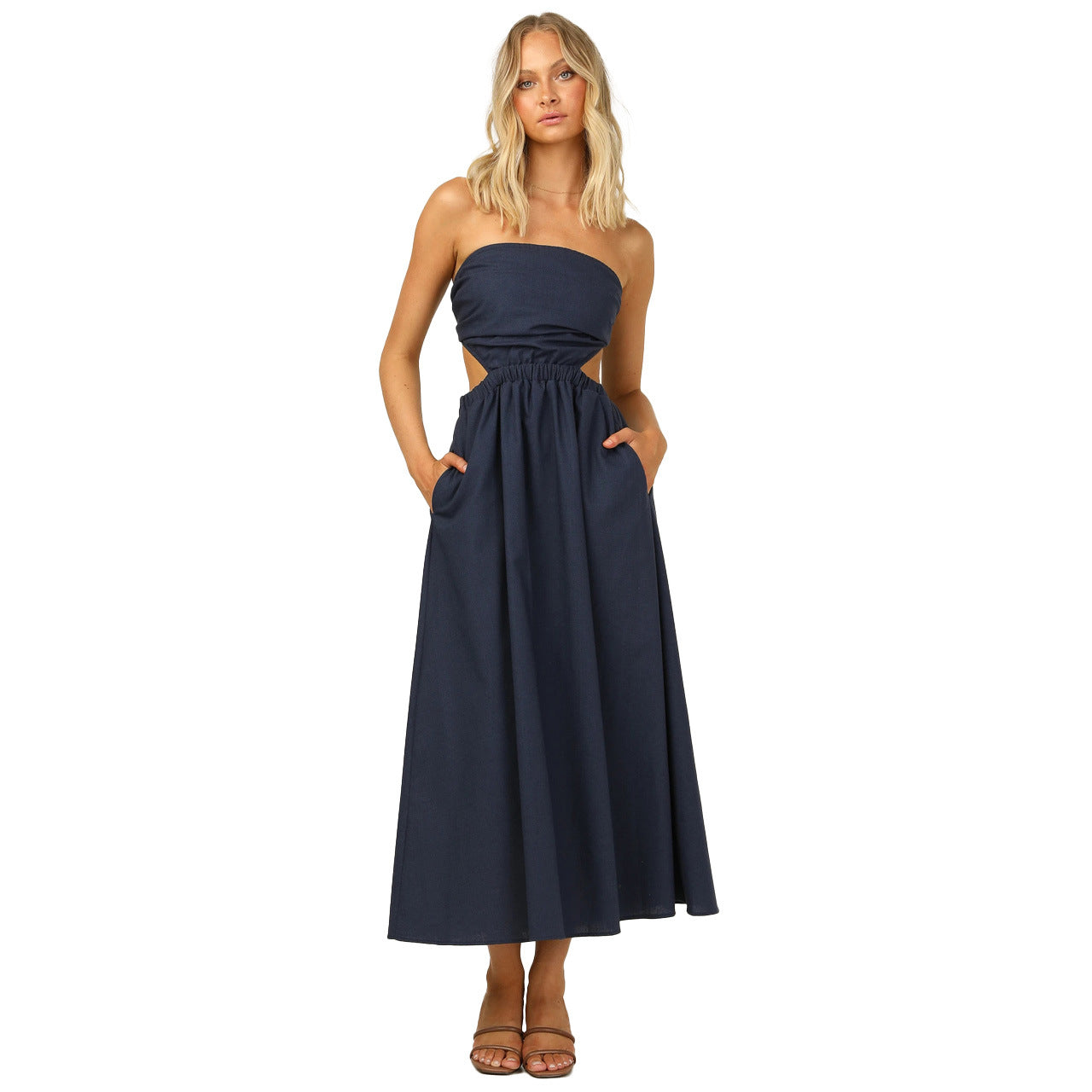 Strapless Maxi Dress | Women's Cut-Out Pocket