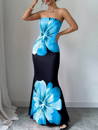 Strapless Maxi Dress | Women's Floral Elegant