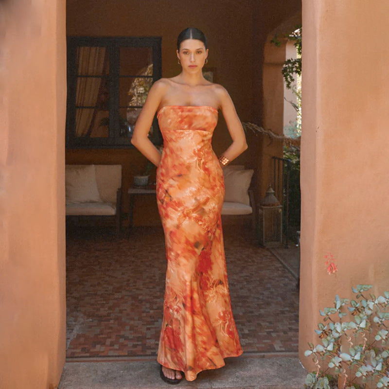 Strapless Maxi Dress | Women's Floral Fitted Elegant
