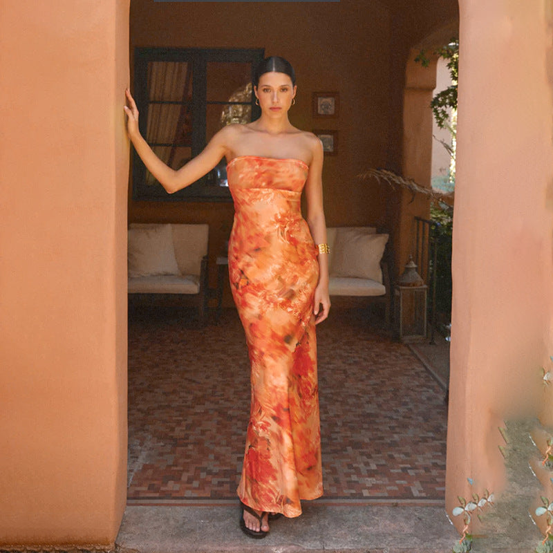 Strapless Maxi Dress | Women's Floral Fitted Elegant