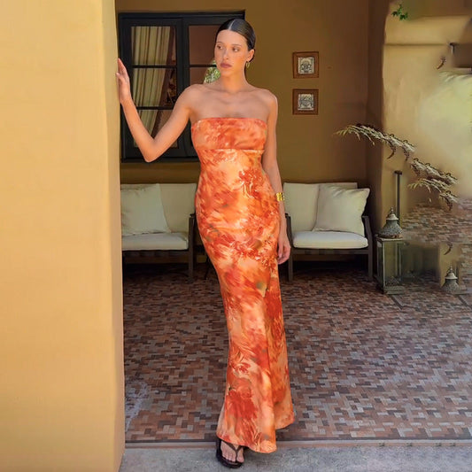 Strapless Maxi Dress | Women's Floral Fitted Elegant