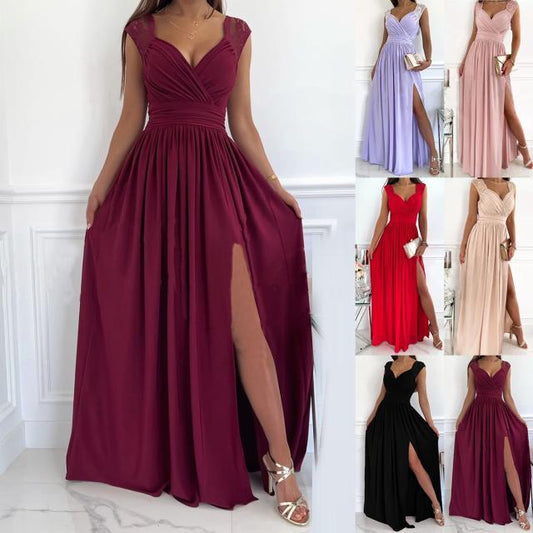 Formal Dress | Women's V-Neck Ruffle Elegant