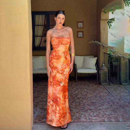 Strapless Maxi Dress | Women's Floral Fitted Elegant