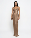 Stella - Pleated Corset Maxi Dress in Gold - product view 1 - Sela Look