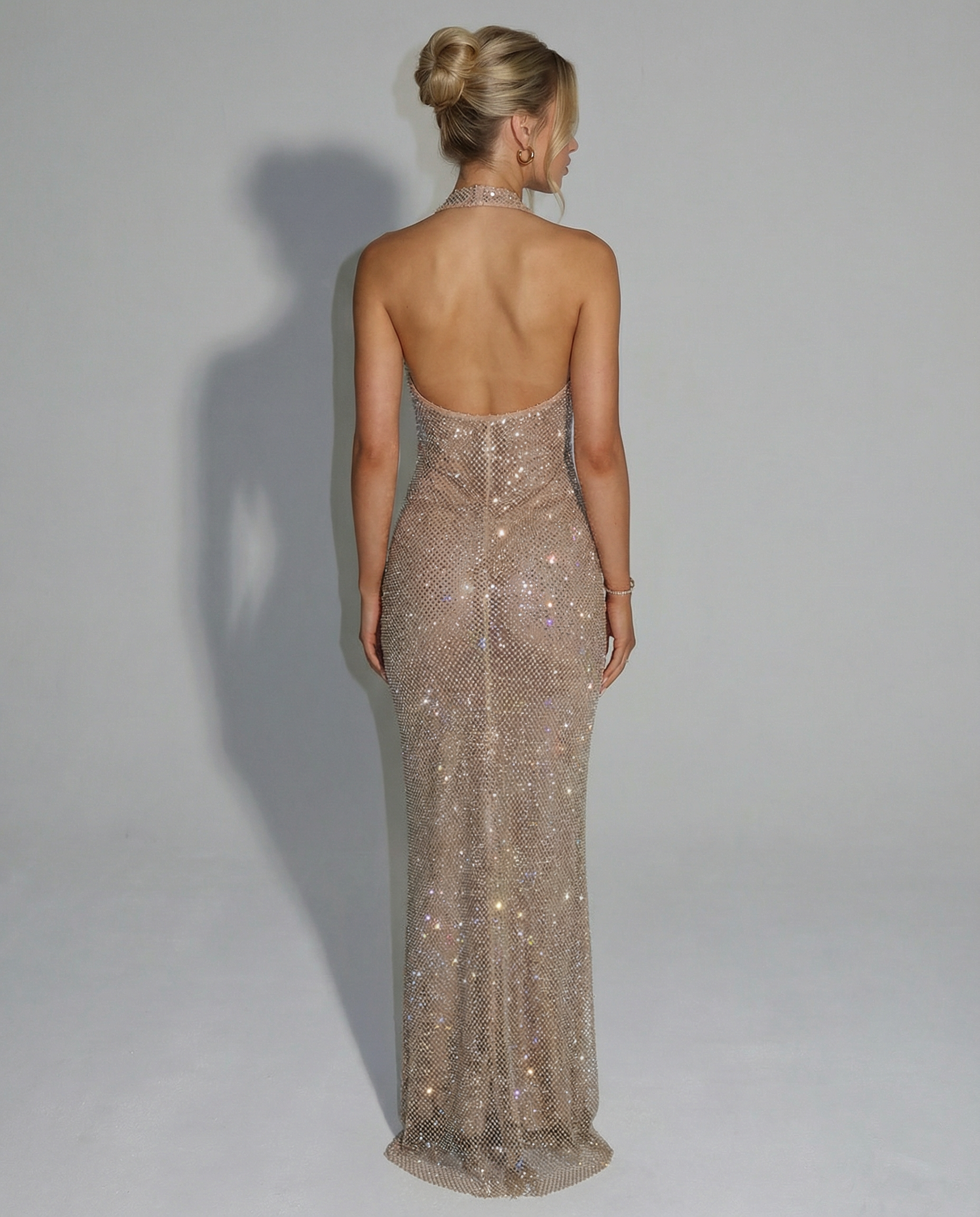 Julianna - Sequin Halter-Neck Maxi Dress - product view 3 - Sela Look