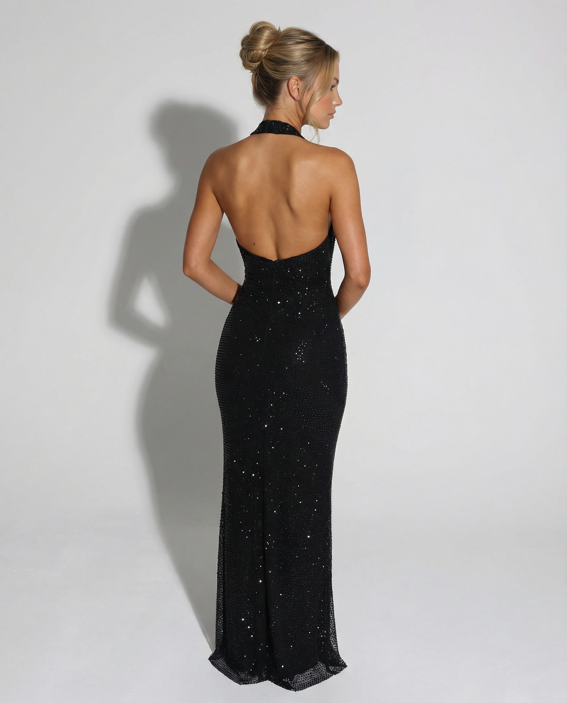 Julianna - Sequin Halter-Neck Maxi Dress - product view 12 - Sela Look
