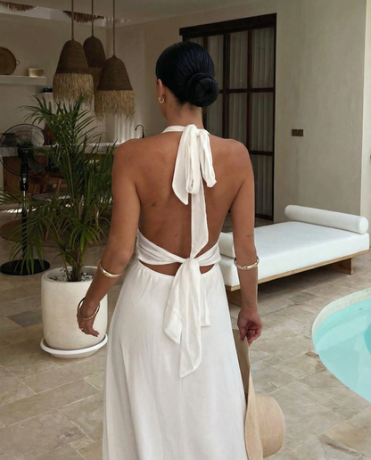 Halter Maxi Dress | Women's Elegant Isabella Romano