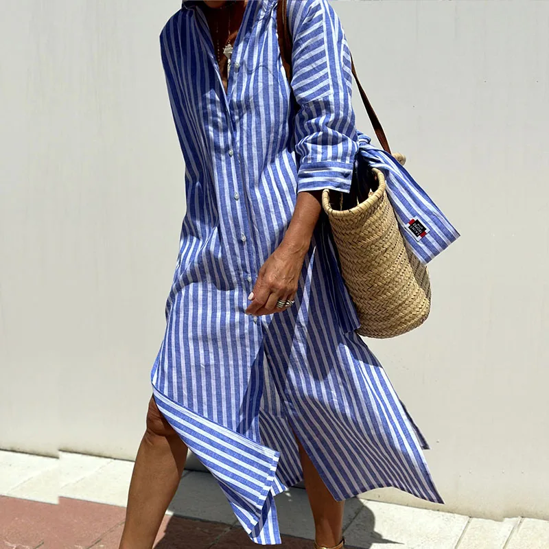 Shirt Dress | Women's Elegant Striped Asher