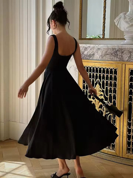 Midi Dress | Women's Sleeveless Vintage Elegant