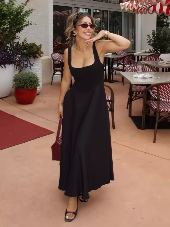 Midi Dress | Women's Sleeveless Vintage Elegant