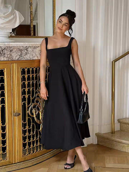 Midi Dress | Women's Sleeveless Vintage Elegant