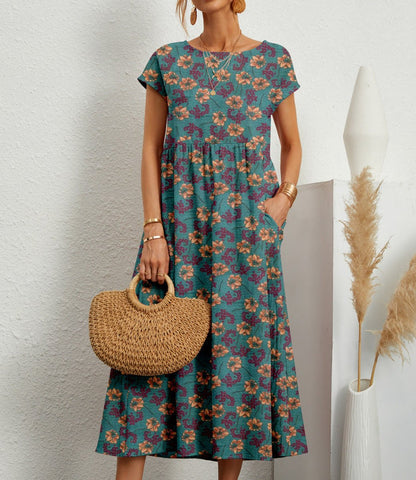 Aria | Women's Tie-Dye Floral Pocket Midi Dress – product image 3